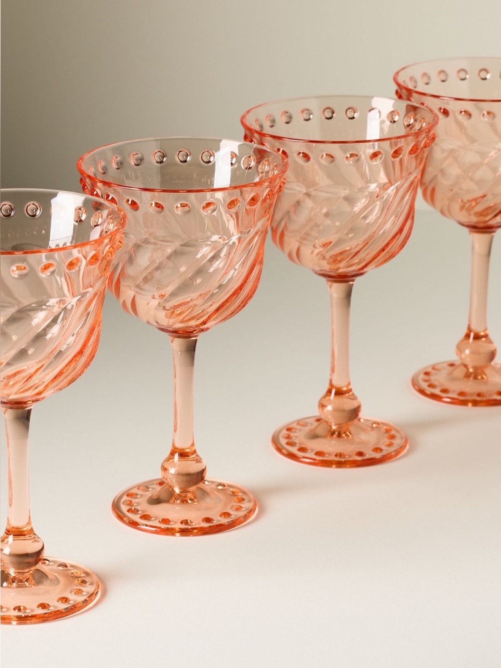 BNIB Anthropologie Esther Acrylic Wine Glasses, Set of 4, Peach